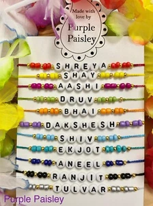 Personalised Full Name Rakhi/Rakhri Raksha Bandhan Friendship Band Bright Thread - Foto 1 di 5