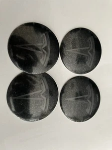 Wheel Center "T" Hub Cap Sticker Black Logo Decal 56mm 2.2" - (4 Per Pack) - Picture 1 of 3
