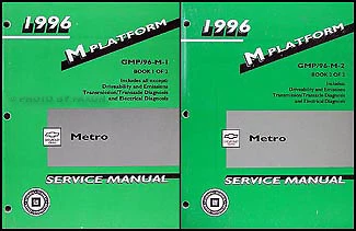 1996 Metro Shop Manual 2 Volume Set 96 Chevrolet Geo LSi Repair Service Books - Image 1 of 2