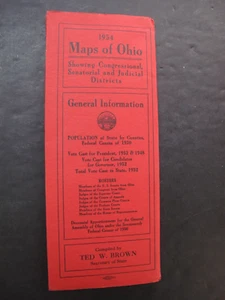 1954 Ohio Kongress Senat Bezirke Karten Farbe 10 Seiten Abstimmung Sek of State - Bild 1 von 5