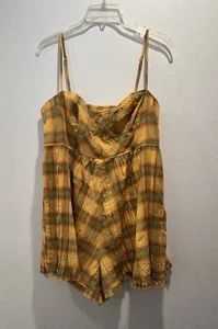 Pagliaccetto Urban Outfitters taglia grande a quadri giallo Lorelei stropicciato tuta western - Foto 1 di 7