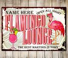 Personalised Flamingo Lounge Customized Wall Art Decor Gift Metal Plaque