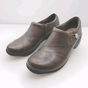 Clarks women’s Channing Ann Brown Leather Loafer Comfort Shoes Size 7.5M EUC - Picture 1 of 9