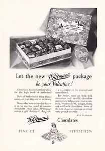 1928 Whitman's Box of Chocolates Vintage Print Ad Pink of Perfection Valentines - Picture 1 of 1
