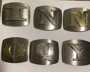 Belt Buckle I, N,O,Q.Y Large Initial Western Rodeo Texas Silver PICK ONE NWOT - Picture 1 of 8