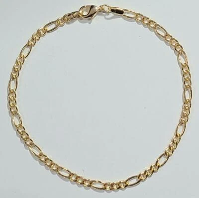 Pulsera tobillera Figaro eslabón 10 pulgadas de largo relleno de oro 4 mm ancho tobillera # 31 Foto 1 de 3