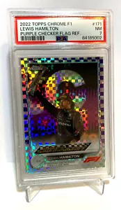 2022 Topps Chrome F1 Lewis Hamilton Purple Checker Flag Limited to 199 PSA - Picture 1 of 3
