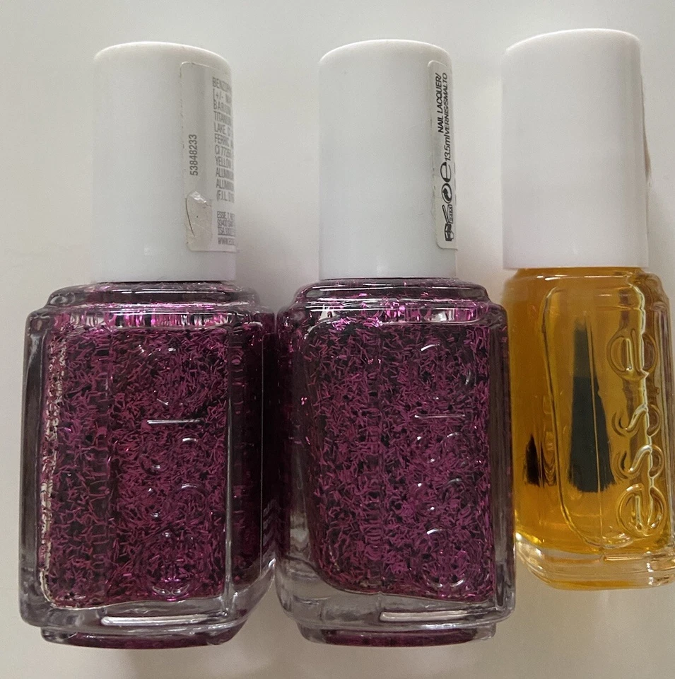 2xEssie Top Coat, Lila Glitzer, 385 Fashion Flares, 13.5 ml NEU+ 1xNagelöl - Bild 1 von 1