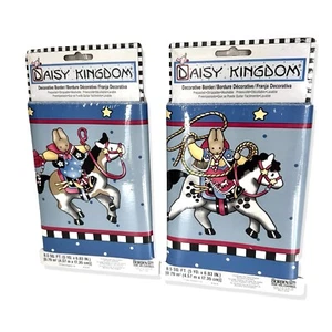 Lot of 2 DAISY KINGDOM Western Cowboy Boys Blue Bunny Wallpaper Wall Border - Picture 1 of 11