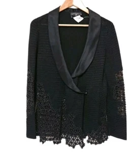 4.2K Chanel 2011 Black Lace Crochet Jacket Size 42 M-L - Picture 1 of 8