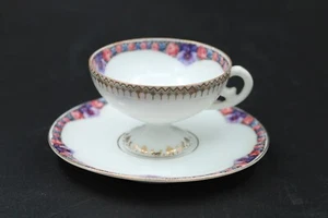 Schlegelmilch Sammelgedeck lila Blumen & Goldrand Porzellan antik Vintage - Bild 1 von 6