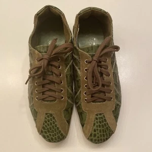 Salvatore FERRAGAMO Croc Suede Drivers Shoe 7 Vintage - Picture 1 of 8