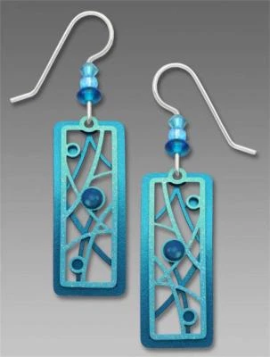 Pendientes Adajio Aqua y Azul Dos Partes Ramitas y Burbujas Columnas Hechos a Mano EE. UU. 7651 Foto 1 de 4