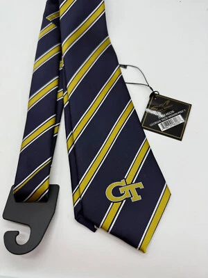 Corbata de cuello Georgia Tech para hombre a rayas NCAA CON LICENCIA OFICIAL NUEVA Foto 1 de 4