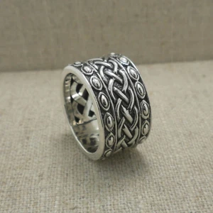 Fede nuziale nodo celtico in argento sterling misura 8,5 di KEITH JACK gioielli 14 mm - Foto 1 di 9