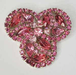 Broche Blanco Vintage Estrás Rosa Tono Dorado Espalda Abierta Navette Piedras - Imagen 1 de 12