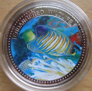 PALAU - 1 DOLLARO 2008 KM# 166, MULTICOLORE, FAUNA SELVATICA IN VIA DI ESTINZIONE - Foto 1 di 2