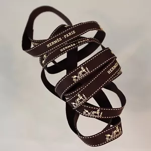 Hermes Paris Authentic Designer Ribbon Gift Wrapping Brown 2 Yards 10 Inches - Picture 1 of 3