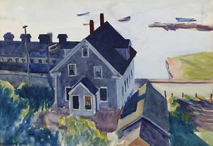 Gloucester Factory and House Painting by Edward Hopper Art Reproduction - Picture 1 of 3