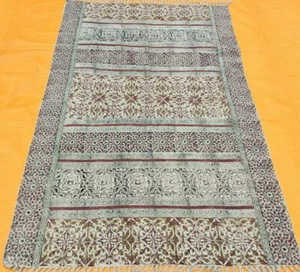 Türkischer handgefertigter Baumwollblockdruck Teppich Kilim Kelim Teppich Dhurrie 4x6 Fuß - Bild 1 von 5