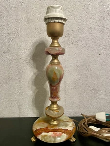 Antica lampada in onice e ottone - Foto 1 di 7