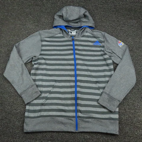 Kansas Jayhawks Adidas Jacket Adult Large Gray Striped Climawarm Long Sleeve Men Cover