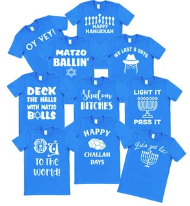 T-Shirts Chanukka jüdisches Judentum lustige Designs 8 Tage Menora Kerzen - Bild 1 von 11