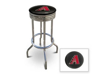 Bar Stool 24" Tall MLB Swivel Seat Backless Chrome Finish w/ Baseball Team Logo  - Picture 1 of 31