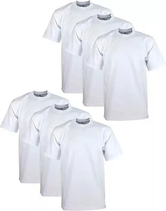 6 Pack ProClub Pro Club Mens Heavyweight White Short Sleeve T-Shirts Cotton Tees - Picture 1 of 6