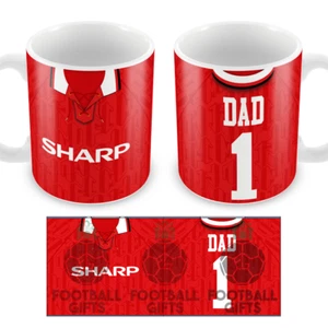 Utd No.1 Dad Retro Home 1992 Maglietta Festa del Papà Tag Cup Manchester Grande Regalo - Foto 1 di 1