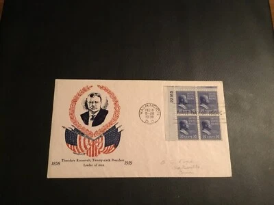 FDC 1938 #830W.M. Grandy Cachet With 30cent Plate Block With Numbers USA - Image 1 of 2