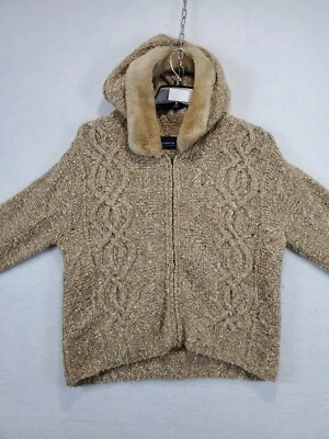 Cárdigan Liz Claiborne Cremallera Completa Tejido con Cable Suéter Piel Sintética Mujer M Pescador Foto 1 de 4