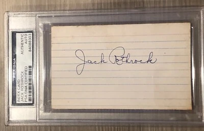 Jack Rothrock Signature - 3x5 Index Card PSA Slabbed - 1934 WS  RedSox Autograph - Image 1 of 3