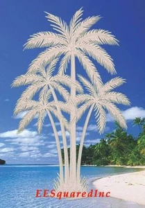 CHIUSURA FINESTRA PALME Nuovo Ovale 8x12 Vetro Inciso Look Decalcomanie Arredamento Tropicale - Foto 1 di 11