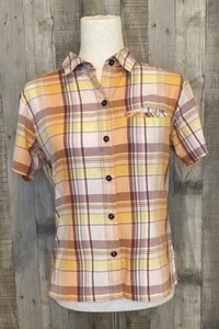 Patagonia orange kariertes tailliertes Kurzarmhemd mit Knöpfen GR. 6 Bio-Baumwolle - Bild 1 von 10
