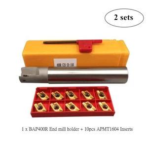 90° Indexable End Mill Holder BAP400R C24-25-200-2T+APMT1604PDER Carbide Insert - Picture 1 of 8