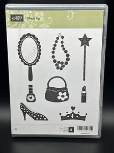 STAMPIN UP! Dress Up SET OF 8 STAMPS RUBBER RETIRED purse shoes crown necklace - Picture 1 of 3