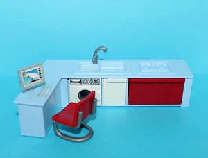 Playmobil blaue Theke mit Waschbecken, Computer für Tierarzt, Tier Haustier Hotel 71599 - Bild 1 von 8