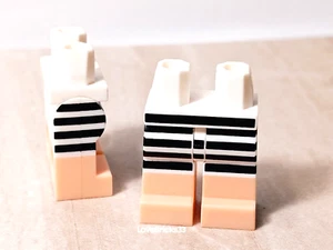 New LEGO Legs Bare Feet Barefoot Striped Board Shorts Nougat Flesh Swim Trunks - Picture 1 of 1