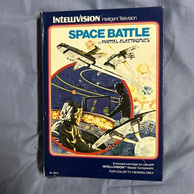 Intellivision Space Battle Complete w/ Box Manual 2 Overlays Blue Box CIB - Image 1 of 4