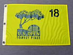2008 US Open Torrey Pines Golf Flag Yellow Tiger Woods Wins PGA - Picture 1 of 7