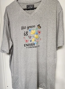 Cyberwear Spirituelles T-Shirt weich grau "Seine Gnade ist genug" 2 Korinther 12:9 - Bild 1 von 3