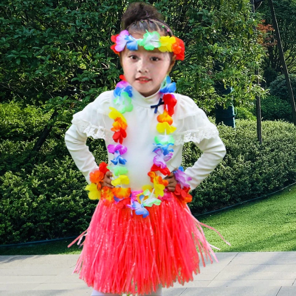 5x Hawaii-Rock, Bastrock, Halskette Und Stirnband-Outfit-Kostümset - Bild 1 von 1