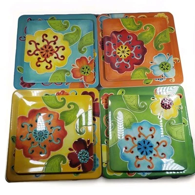 Laurie Gates 8 Piece Melamine Square Plate Set Indoor or Outdoor 9" & 10.5" - Image 1 of 4
