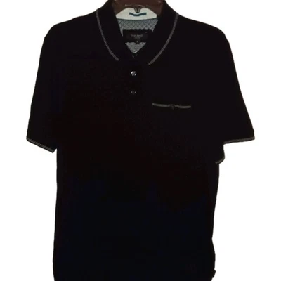 Camisa Ted Baker London Para Hombres AOP Manga Corta Negra/Gris Patrón Geométrico Talla 4 Foto 1 de 4