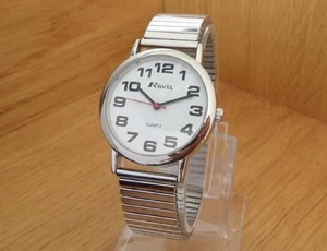 Herren Klassisch Weiß Leicht Ablesbar Analog Stretch Erweiterbar Armband Herrenuhr M2 - Bild 1 von 5