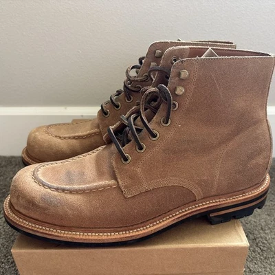 Euc Grant Stone Brass Boots 9.5 E Waxed Natural Moc Toe Boots - Image 1 of 4