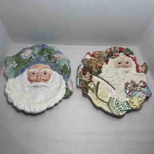 Fitz and Floyd Christmas Santa Canapé Plates Hanging Christmas Decorations - Picture 1 of 7