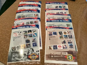 USPS CELEBRA EL SIGLO 1900-1990. Juego completo de 10 hojas de estampillas ~ SELLADAS - Imagen 1 de 11