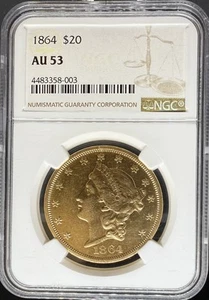 1864 $20 Liberty AU53 NGC (#PA4483358003) - Picture 1 of 2